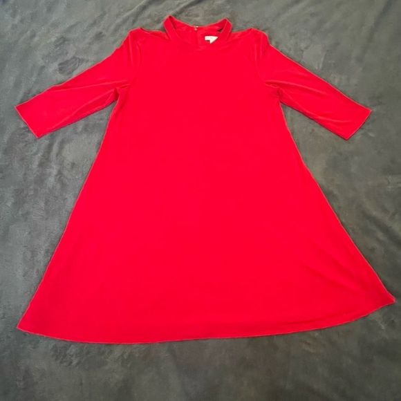 C Est. 1946 red flowy cold shoulder dress woman’s size Large - Picture 5 of 11
